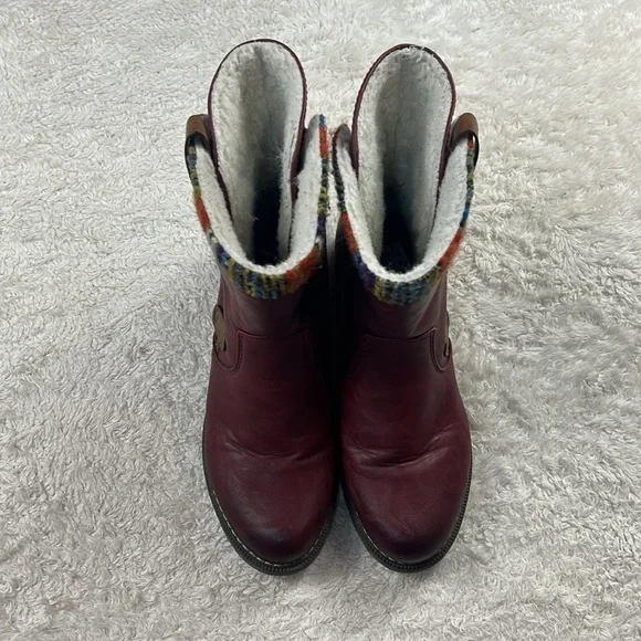Rieker Amy 95891-35 burgandy sherpa fleece and yarn side zip boots, 40 or 8.5 - Picture 6 of 12